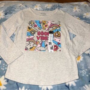 🟢 Okie Dokie Toddler Girls Size 5T New NWT Long Sleeve Shirt Good Vibes